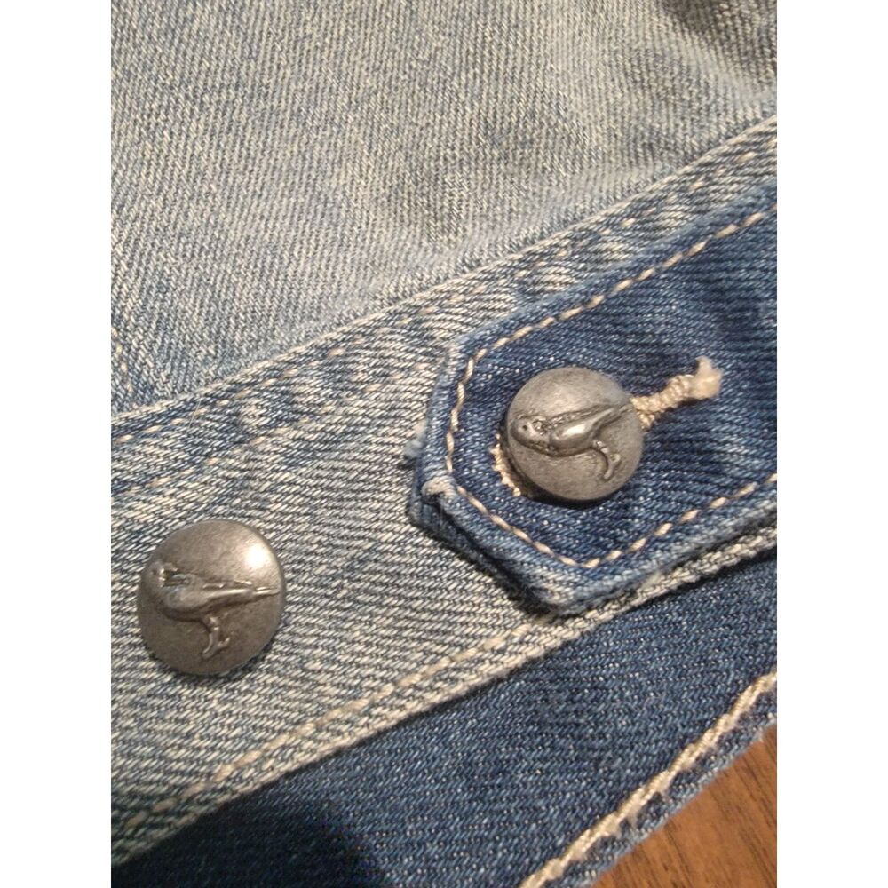White Crow Denim Button Cropped Vest Cowgirl Rodeo Western Boho Beaded boho Ombr - Picture 12 of 14